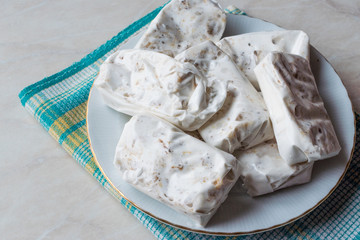 Turkish Helva Sakiz Helvasi / Gum Halva with Walnut.