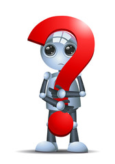 Fototapeta premium little robot hold a question symbol