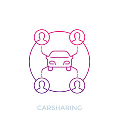 carsharing icon on white, line art
