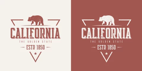 Fotobehang California state textured vintage vector t-shirt and apparel des © rikkyal