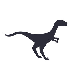 dinosaur, velociraptor silhouette isolated on white