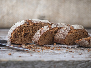 homemade bread with cranberries from rye and wheat flour