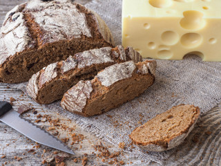 homemade bread with cranberries and cheese on the table