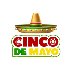 Vector sombrero 3d mexican hat cinco de mayo