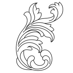 Vintage baroque ornament, corner. Retro pattern antique style acanthus. Decorative design element filigree calligraphy vector. - stock vector