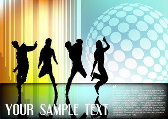 Dancers On Abstract Background 