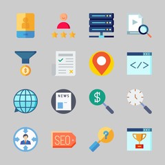 Icons about Seo with video, smartphone, coding, award, tags and location