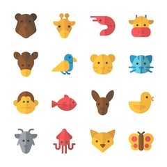 icon Animals with kangaroo, cat, goat, fox and fish