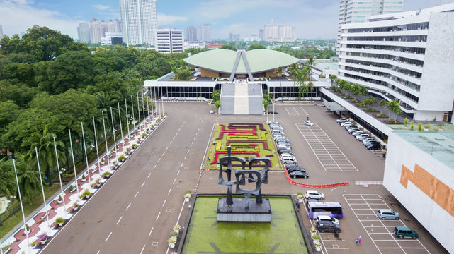 Aerial Image of the Indonesia Parliament Complex with Jakarta Cityscape