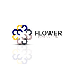 Abstract flower or star minimalistic linear icon, thin line geometric flat symbol for business icon design, abstract button or emblem