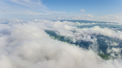 Kintamani volcano at misty morning