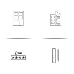 Buildings And Constructions simple linear icon set.Simple outline icons