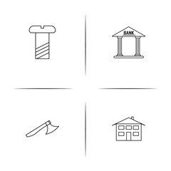 Buildings And Constructions simple linear icon set.Simple outline icons