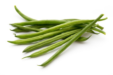 Green beans isolated on a white background.