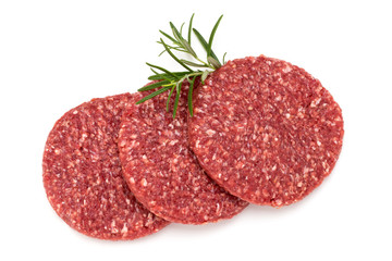 Raw fresh hamburger meat isolated on white.