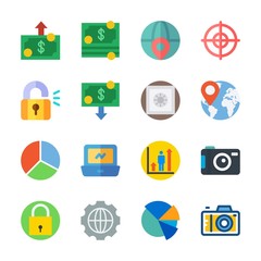 Fototapeta premium icon Digital Marketing with profits, pie chart, settings, laptop and money