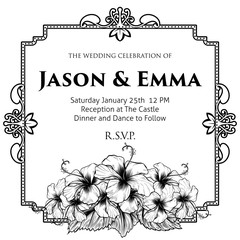 Hibiscus Flowers Wedding Invitation Template