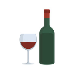 Wine bottle & glass flat design icon