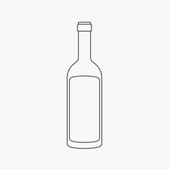 Wine bottle flat black outline design icon