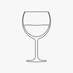 Wine glass flat black outline design icon