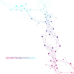Geometric abstract vector with connected line and dots. Global network connection background. Technological sense abstract illustration.