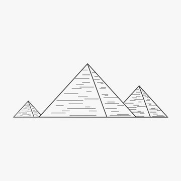 Pyramids flat black outline design icon