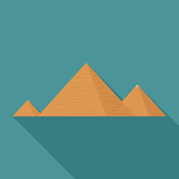 Pyramids flat long shadow design icon