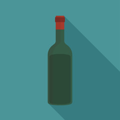 Wine bottle flat long shadow design icon