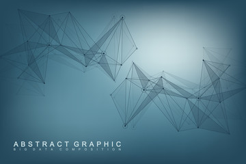 Geometric abstract vector with connected line and dots. Global network connection background. Technological sense abstract illustration.