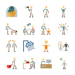 icon Human with shopping, father and son, shower, child and television