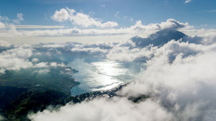 Beautiful Batur lake with mist