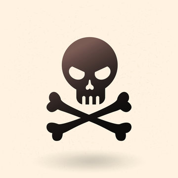 Vector Icon - Skull with Crossed Bones. Pirates Symbol.