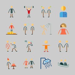 Icons about Human with female, proposal, dialogue, shower, calling and kid