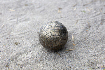 Bocce ball on the ground