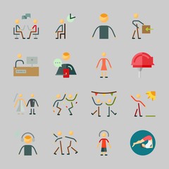 Icons about Human with tv, female, bride, dialogue, dancer and worker