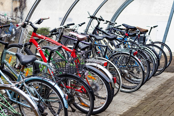 Fototapeta na wymiar Bicycle parking in the city