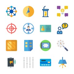 icon Business with clock, levels, target, user and id card