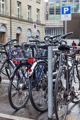 Fototapeta na wymiar Bicycle parking in the city