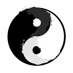 Yin and yang, grunge style - obrazy, fototapety, plakaty