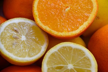 Sliced oranges and lemons