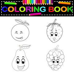 fresh fruit with face coloring book