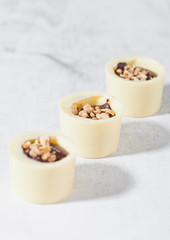 Assortment luxury white chocolate candies variety