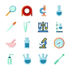 icon Laboratory with flask, microscope, desiccator, dropper and ladle