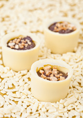 Assortment luxury white chocolate candies variety