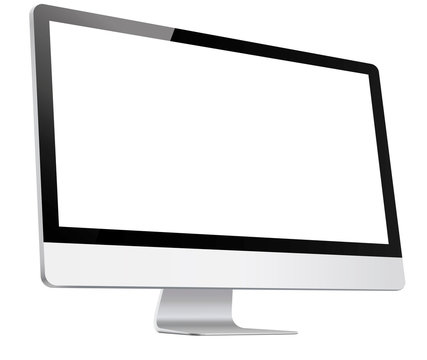 Computer, Monitor, in Imac style realistic on white background, Imac perspective view,  3D, isolated – vector illustration