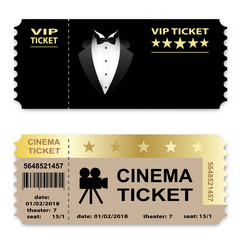 Cinema, Business vip tickets isolated on white background. Coupon icon.