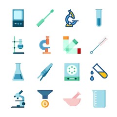 icon Laboratory with laboratory, microscope, ladle, funnel and measuring