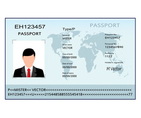 Illustration Passport with biometric data.