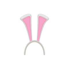white easter bunny funky mask with rabbit ears isolated on white background. vector Kids easter party mask