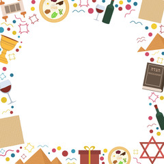 Frame with Passover holiday flat design icons